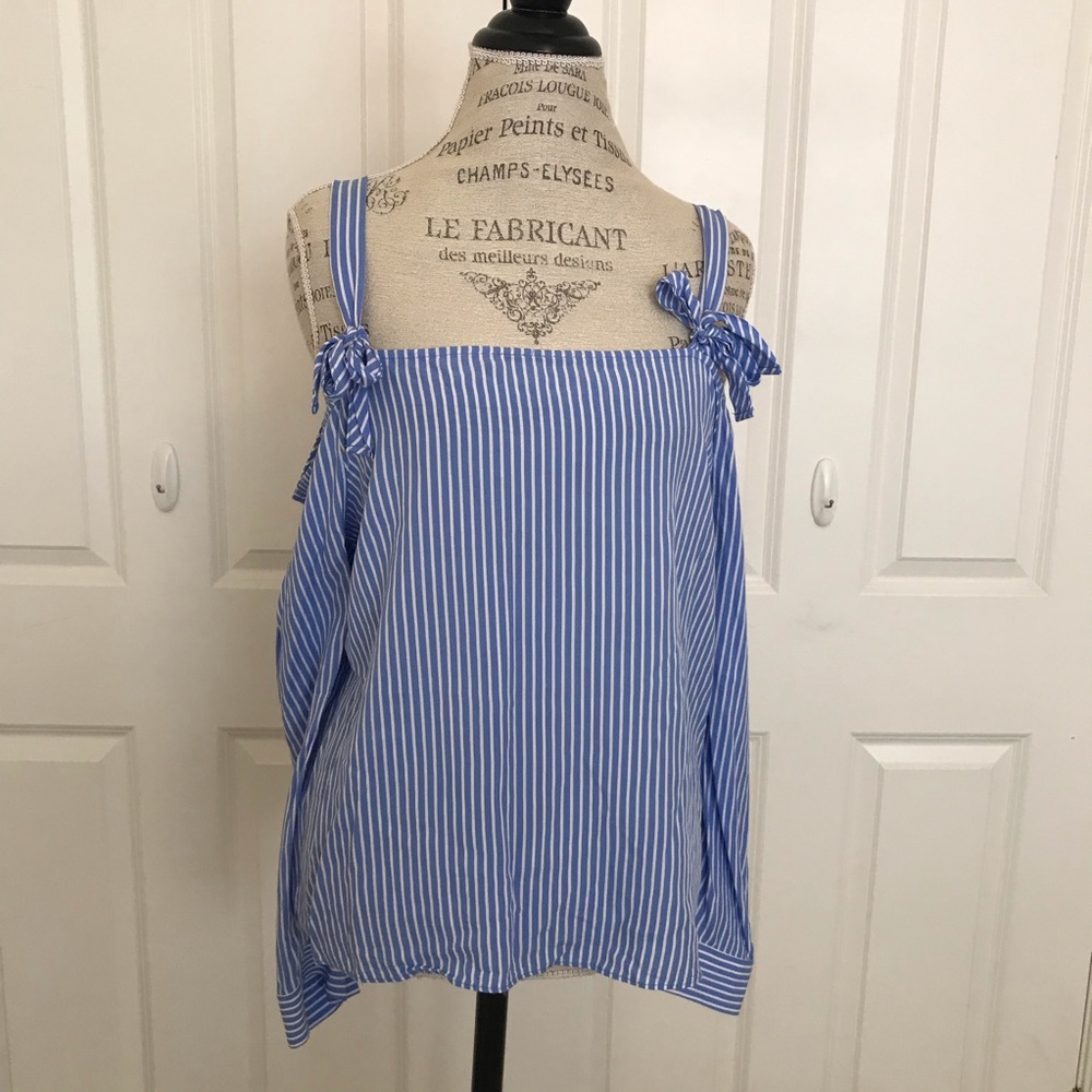 Cold shoulder striped blouse